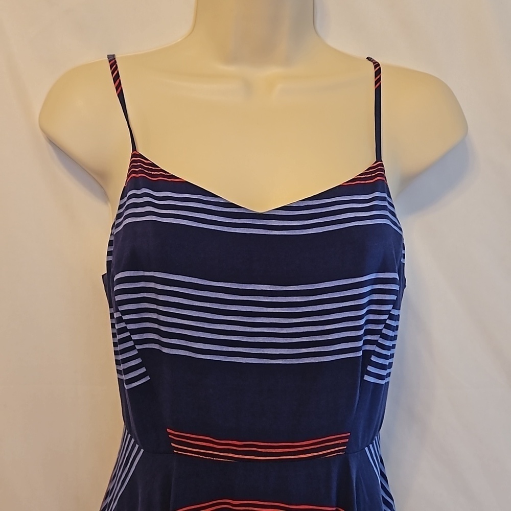Old Navy patriotic mini dress petite blue scrunch Bach geometric design stripes - Picture 8 of 17